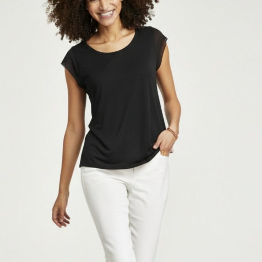 Style & Co. Mixed Media Flutter Sleeve  Top